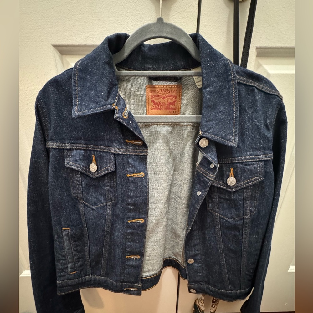 Levi’s dark wash denim jacket, XL